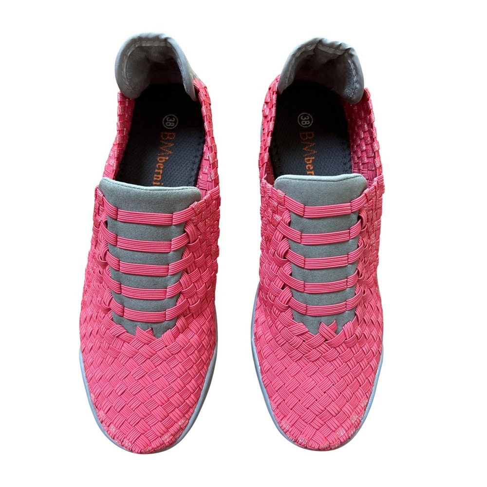 Bernie Mev Women's Woven Elastic Slip On Sneakers Pink Grey Size 38 (US 7) NEW - Picture 4 of 10